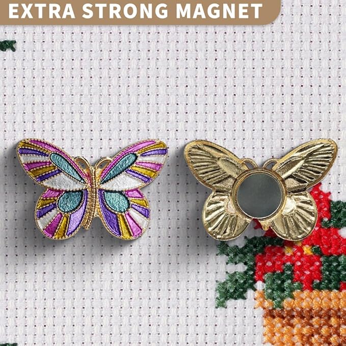 Needle Minder Magnet, Magnetic Needle Minder, Needle Minders Magnetic Cross Stitch Accessories, Magnetic Needle Holder, Life Tree, Butterfly, Cats, Owl, Heart (Butterfly)
