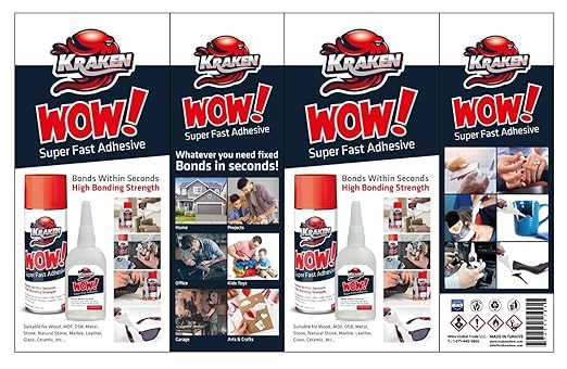 Kraken Bond Wow! CA Glue (1x3.50 oz) with Spray Adhesive Activator (1x13.50 fl oz) - Cyanoacrylate, with Activator, Fast CA Glue for Woodworking, Crazy & Craft - 1 Pack
