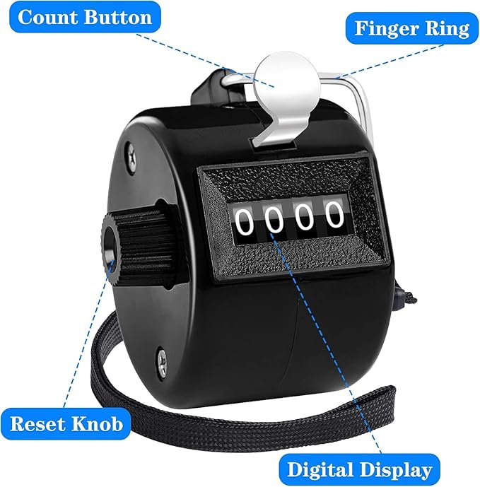 FEBSNOW Handheld Tally Counter Clicker 4 Digital Number Click Counter for School Event Golf Sports Office Stadium