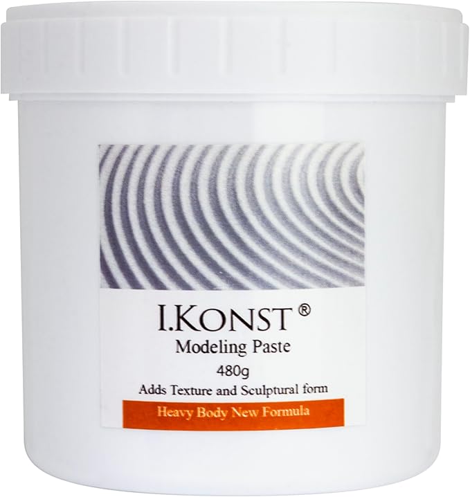 I.KONST Modeling Paste for Creating reliefs and impastos, for Creating Backgrounds. It is Applied with a Knife, and can be Mixed with Acrylic Color. Texture for Canvas, Wood or Paints, 480g, White