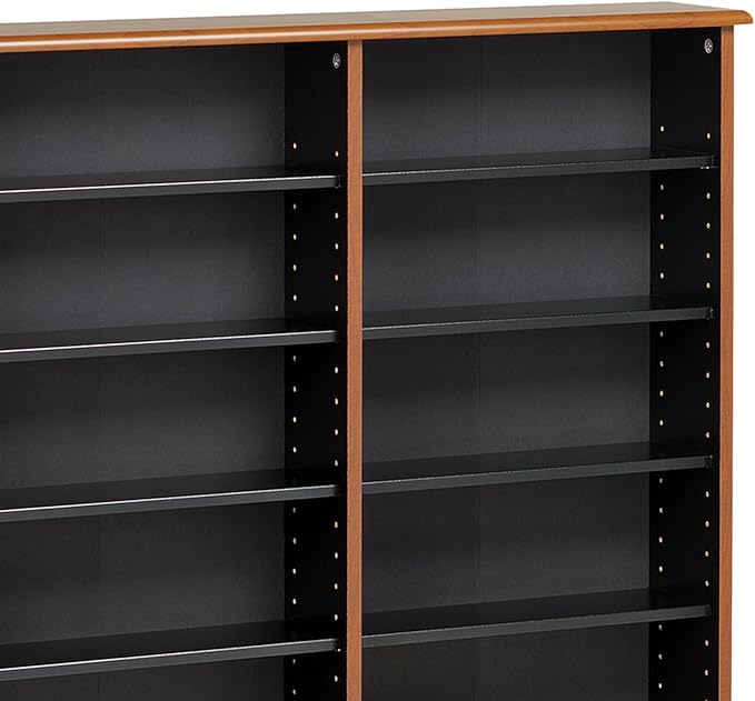 Prepac 3 Column Tall Cabinet Media Storage, Triple Width Wall, Cherry/Black