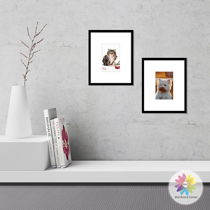 Mat Board Center, Pack of 20, 8x10 for 4x6 White Photo Picture Mats - Acid Free, 4-ply Thickness, White Core - for Pictures, Photos, Framing