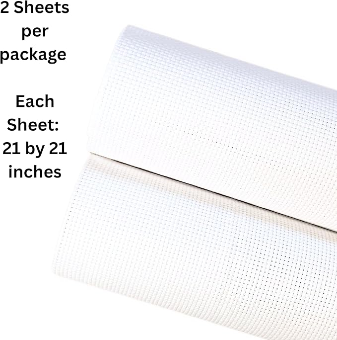 2 Sheets of White 11 Count Aida Cloth – 21 x 21 Inch Pre-Cut Fabric Squares – Cross Stitch Fabric – 100% Cotton – Ideal for Needlework & Embroidery – The Knotty Unicorn