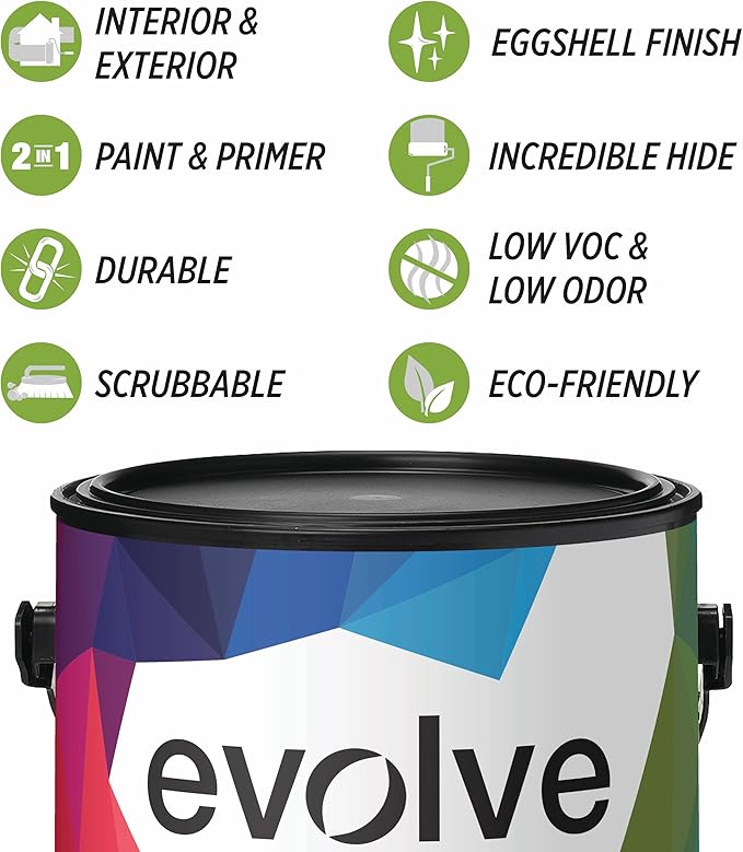 EVOLVE Paint & Primer: Environment-friendly, Low Sheen with One-coat Coverage for Interior & Exterior surfaces (Feather Brown, 1-Gallon)