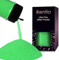 Renfio Iridescent Ultra Fine Glitter Powder Resin Supplies Glitters 1.94 Oz (55g) PET Flake Crafts Sequins 1/128" 0.008" 0.2mm Epoxy Chips Flakes for Tumblers Slime Painting - Fluorescent Green