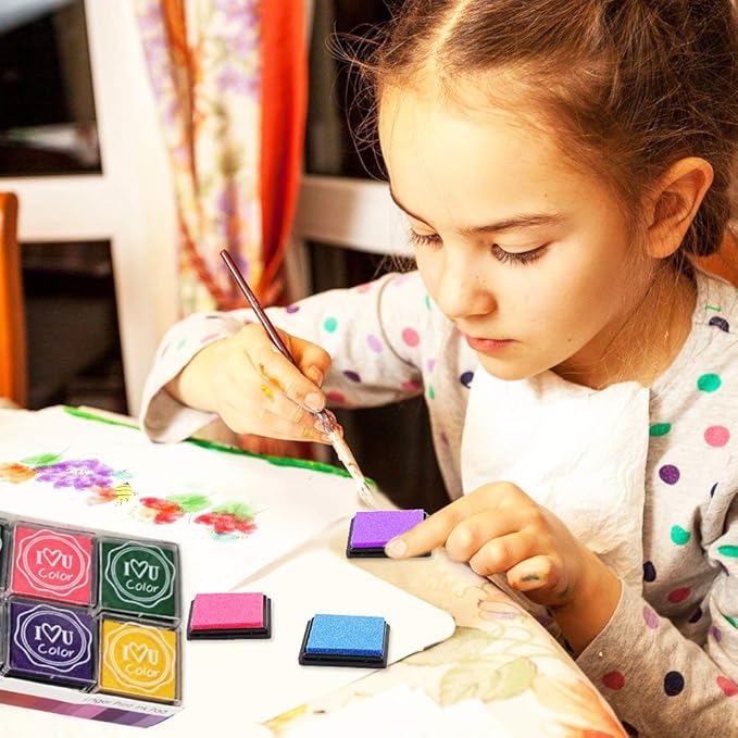 Washable Ink Pads for Kids Rubber Stamps, 20 Colors Stamp Ink Pads, Fingerprint Crafts Stamp Pad for Kids, Paper, Scrapbooking, Wood Fabric