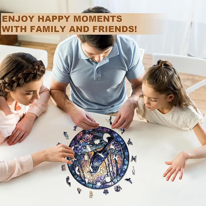 Wooden Puzzles for Adults, Wooden Jigsaw Puzzles, Exquisite Raven Puzzle, Gifts for Family or Friends for Any Holiday.（13.4 * 13.4 in 300pcs）