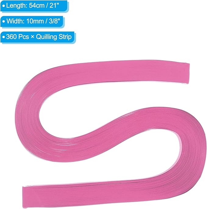 PATIKIL 360pcs Quilling Paper Strips Paper Flowers Quilling Kits 3/8"(10mm) Origami Paper for Adults Beginner Art Craft, 21"(54cm) Rose Red