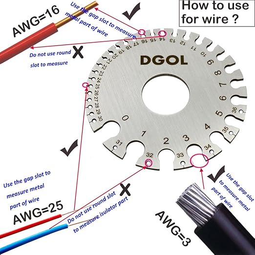DGOL Stainless Steel SWG Sheet Metal Wire Cable Gage Standard Thickness Gauge with Very Clear Numbers and Letters