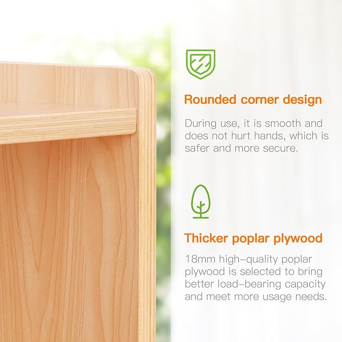 OOOK Montessori Shelf 5-Section Wooden Storage Cabinet, 2-Shelf Toy Organizers and Storage, Kids Classroom Organizer, Playroom, Daycare and Preschool