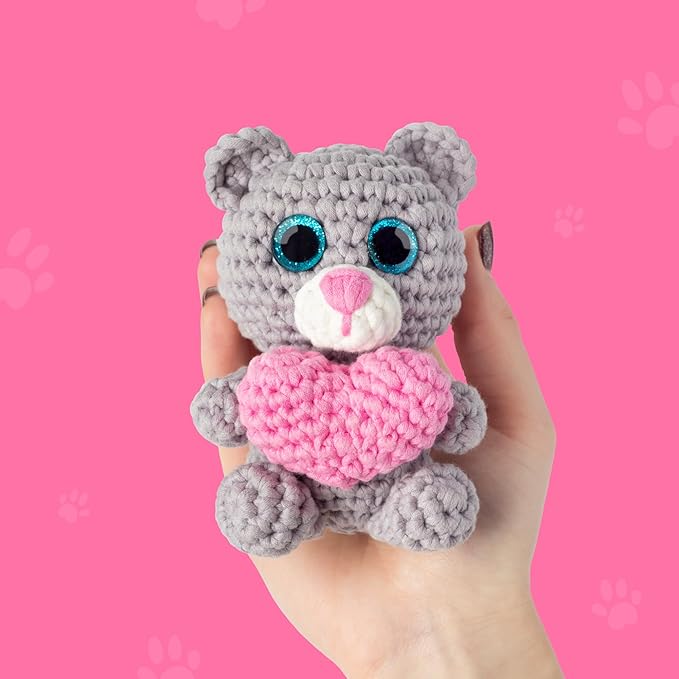 Cookie Box Crochet Kit for Beginners – Gift Set to Make Bear Ted Amigurumi Plushie – Easy DIY Crochet & Knitting Starter Kit with Video and PDF Tutorials