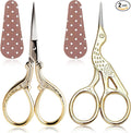 BIHRTC Small Sewing Scissors with Leather Cover Stainless Steel Scissor 3.6inch Gold Office Scissors DIY Tools Dressmaker Small Shears for Sewing Crafting Art Work Threading Needlework