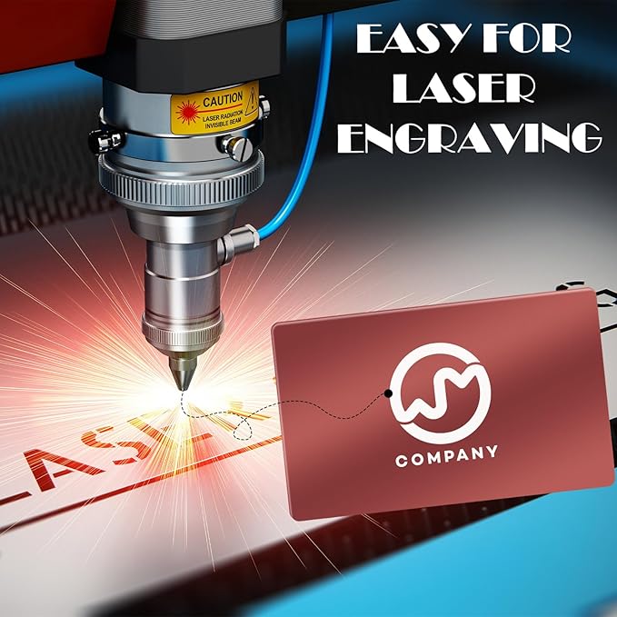 weparmeety 100 Pcs Metal Engraving Blanks Aluminum Sheet Laser Engraving Business Card Multipurpose DIY Gift Cards 86 x 54 x 0.21 mm (Rose Gold)
