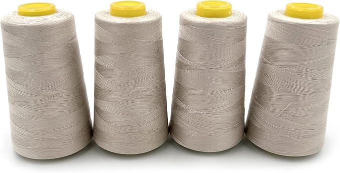 Tortoise 4 Cones of 3000 Yards Each Spool Thread for All Purpose, Serger, Overlock, Quilting, Sewing Machine - 40S/2 Beige 100% Polyester