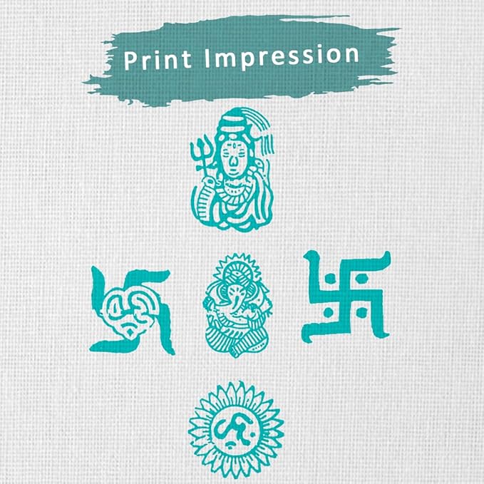 Wooden Pottery Stamps for Block Printing - Handcarved Indian Textile Printing Blocks Set of 5, Clay Pottery Stamps for Crafting on Fabric Card Henna Stamps Hashcart®