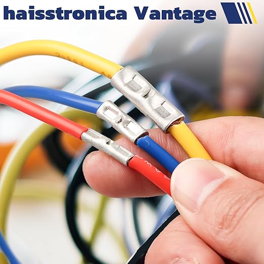 Haisstronica Non Insulated Butt Connectors Kit 420pcs Butt Connectors for Wiring Pure Copper AWG24-8 Wire Crimp Connector