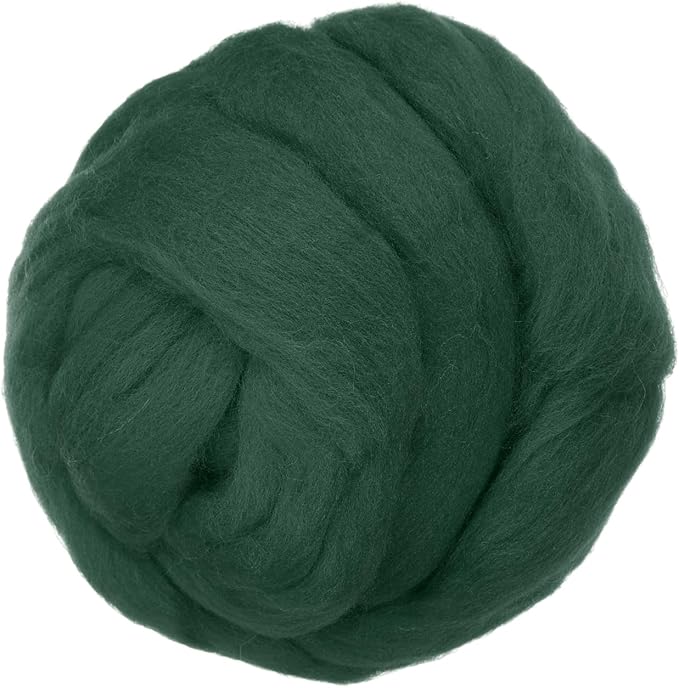 PATIKIL Wool Roving Yarn, 80G/2.82OZ Soft Felting Wool Pure Chunky Roving Yarn Bulk for Needle Felting Knitting Blanket Spinning Weaving DIY Craft, Dark Green