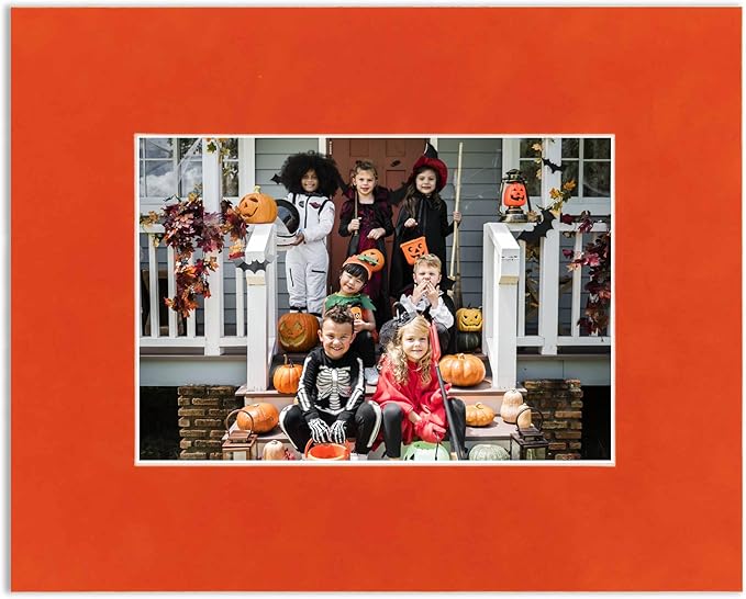 Pack of 25 Acid Free 11x14 Mats Bevel Cut for 8.5x11 Photos - Orange Suede Precut Matboards For Pictures, Photos, Framing - 4-ply Thickness