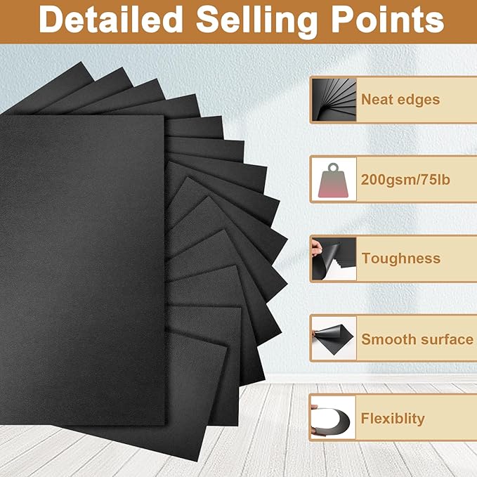 40 Sheets Black Shimmer Cardstock 8.5 x 11 Halloween Cards, 75lb Heavyweight Black Paper Card Stock for Card Making, greeting Cards, Wedding Invitations, Paper Crafting