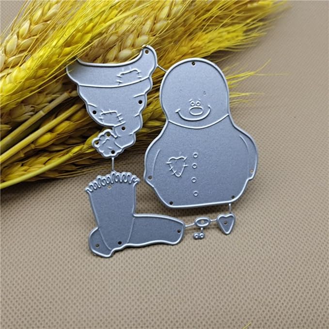 Mvchifay Cutting Dies for Card Making Metal Die-Cuts Scrapbooking Tool Hollow Frame DIY Craft Punch Template Embossing for Paper Album Decor (6 Pcs Snowman-9.4x6.2cm)