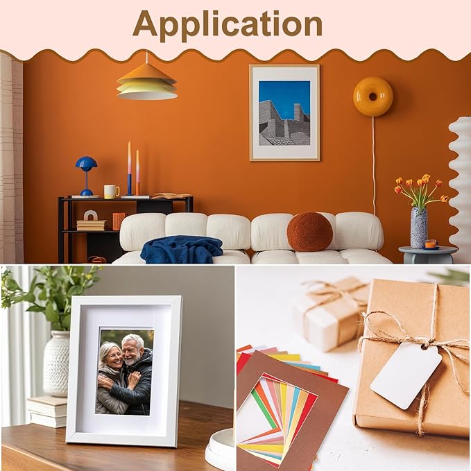 Picture Mats, 8 x 10 for 5 x 7 Pictures Acid Free White Core Bevel Cut Frame Mattes for Display Art Measuring, Cream