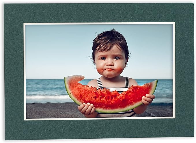 8.5x11 Mat Bevel Cut for 7x9 Photos - Acid Free Forest Green Precut Matboard - For Pictures, Photos, Framing - 4-ply Thickness