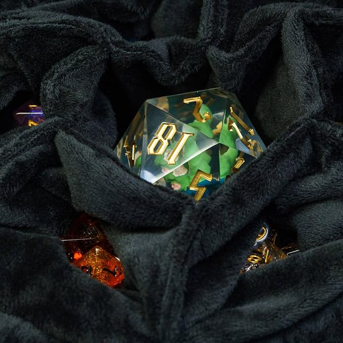 DND Dice Bags Large with Pockets Blue Storage Bag with D20 Logo for Dungeon and Dragons RPG Game Dices - Capacity 200+ Dice