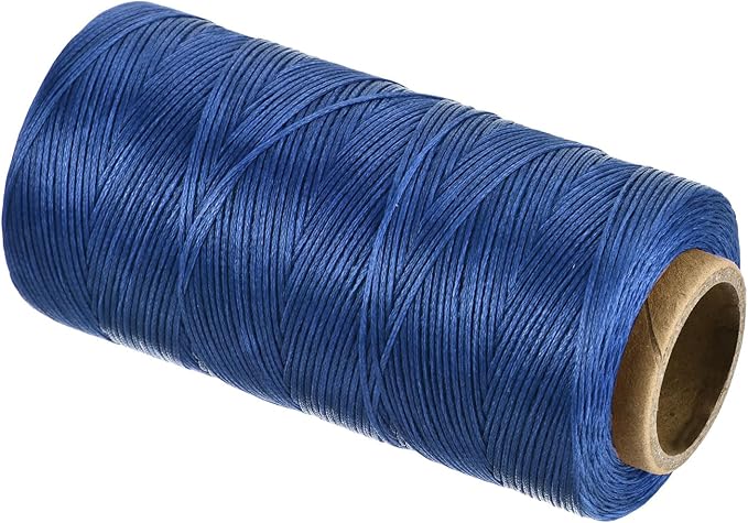 MECCANIXITY Waxed Thread,284 Yard 0.8mm 150D Flat Wax Thread Polyester Waxed String for Leather Sewing Hand Weaving Book Binding Home Decoration,Gem Blue