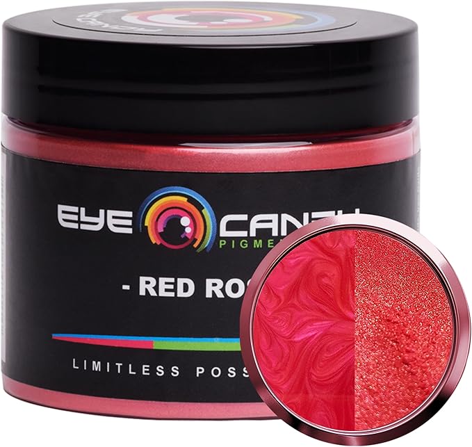 Eye Candy Pigments Premium Red Mica Powder - Red Rose (50gr) - for Epoxy, Resin, Soap, Paint, Woodworking, Acrylic Pouring, Bath Bombs, Fishing Lures - DIY Arts and Crafts Additive