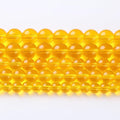 90pcs 4mm Smooth Yellow Crystal Glass Beads Citrine Round Loose Beads for Jewelry Making DIY Bracelet Necklace 15" Energy Healing Power Stone Beads