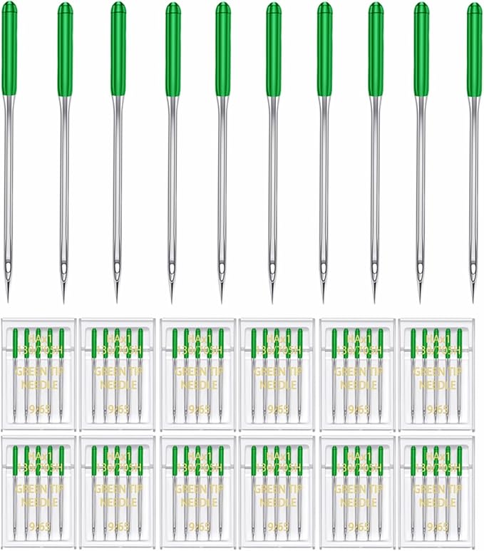 HONEYSEW 60 Pieces Sewing Machine Needles Universal Regular Point Machine Needles for Home Sewing Machine Compatible with Singer, Brother and Old Sewing Machine (Green, Size9-60PCS)