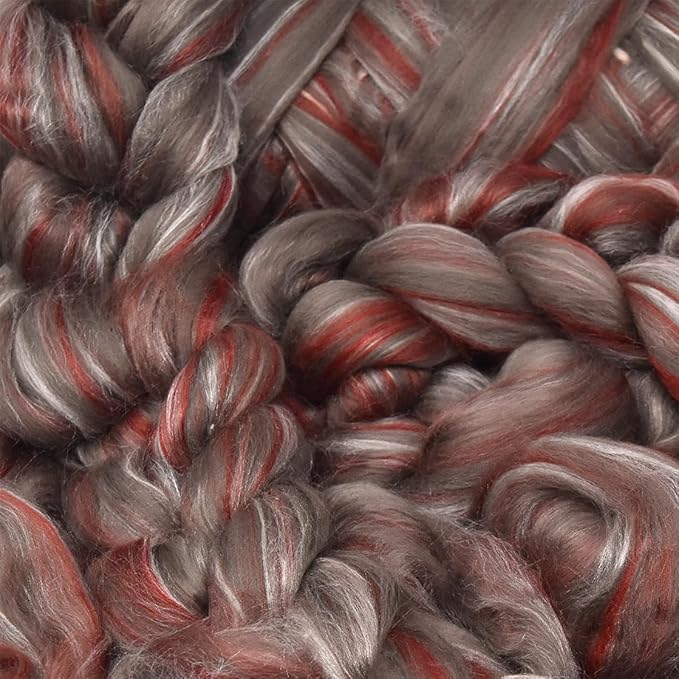 Merino Silk Luxe Tonal Designer Blend. Superfine Merino, Mulberry, Tussah Silk. Top Roving for Spinning or Felting. Sienna Sunset 1oz