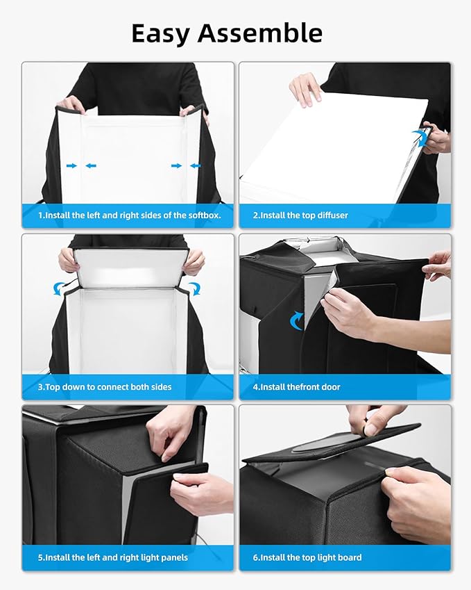Glendan Portable Light Box Photography: 16"x16" Professional Dimmable Photo Box with High CRI 480 LED Lights - Soft Box with 4 Photo Backdrops for Jewelry and Product Photography