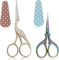 BIHRTC Stork Crane Scissors with Leather Cover Stainless Steel Scissors Bird Sewing Scissors Shears DIY Tools Dressmaker Small Scissors for Sewing Crafting Art Work Threading Needlework