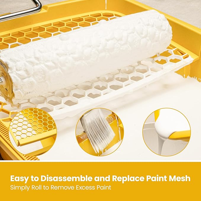 Voomey Professional Paint Roller Kit 22 Pcs, 9-Inch Upgraded Paint Roller with Super Coverage Effect, Paint Brush and Small Paint Roller, Paint Roller Tray,Paint Kit for House Painting