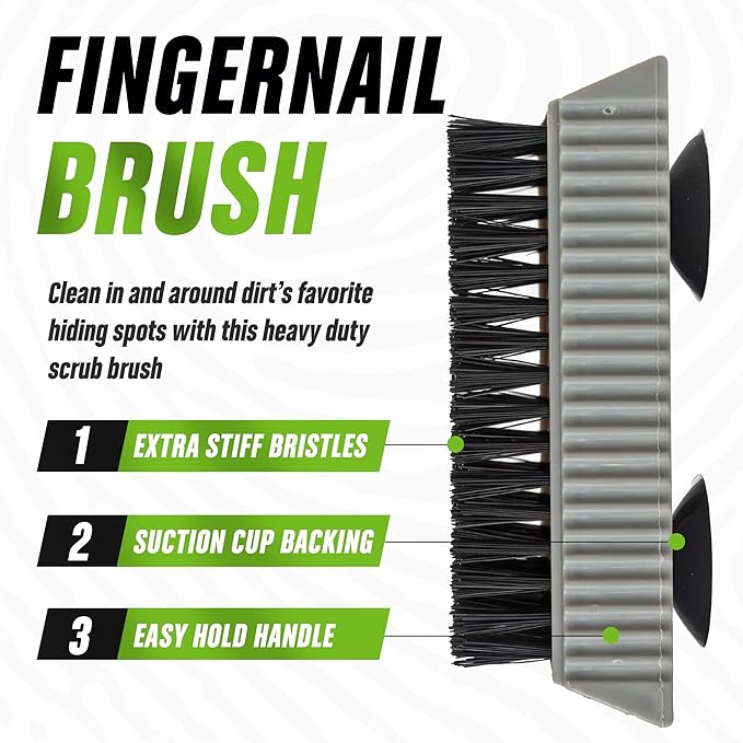 Grip Clean Heavy-Duty Hand Cleaner for Mechanics with Nail Brush - Moisturizing Coconut Oil Hand Cleaner Liquid Hand Soap with Stiff Bristle Nail Brush, Lime Scent – 8 Fl Oz Squeeze Bottle + Brush