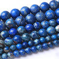 60PCS 6MM Lapis Blue Beads Stone Energy Healing Beads for DIY Jewelry Bracelet Necklace Making - 15Inch