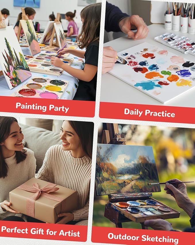 Canvas Boards for Painting 72 Pack, 9x12 Inch Painting Canvas Panels, 100% Cotton White Blank Canvas Boards for Painting, Art Supplies Paint for Acrylics Oil Watercolor Tempera Paints