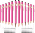 12 PCS 2 in 1 Stylus Ballpoint Pen with Stylus Tip, 1.0 mm Black Ink Metal Pen Stylus Pen for Touch Screens (Rose Gold & Pink)