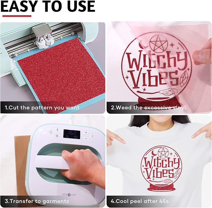 HTVRONT Red Glitter HTV Heat Transfer Vinyl Bundle: 13 Pack 12" x 10" Iron on Vinyl for T-Shirt, Red Glitter Heat Transfer Vinyl for Compatible with Cricut Cutting Machine or Heat Press Machine