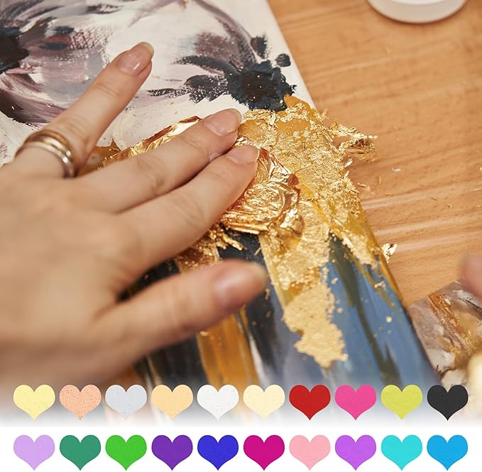 PATIKIL Gold Leaf Sheets for Art 3.7" x 3.4", 100 Pcs Gold Foil Sheet Metallic Leaf Papers for DIY Crafts Resin Furniture Nails Paintings Home Decoration, Rose Red