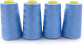 Tortoise 4 Cones of 3000 Yards Each Spool Thread for All Purpose, Quilting, Serger, Overlock Sewing Machines - 100% Polyester - Sky Blue