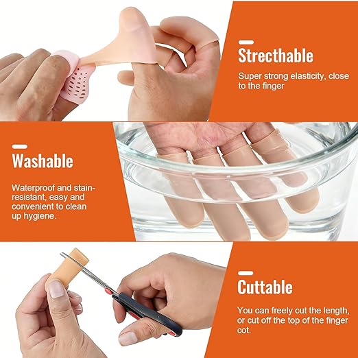 30 Pcs Gel Finger Protectors, Toe Caps Silicone Fingertips Protection, Reusable Waterproof Fingers Tip Covers, Elastic Finger Toe Guards for Daily Protection