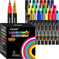 SFAIH Liquid Chalk Markers - 24 Colors 0.7-1mm Fine Tip, Non-Toxic Chalk Pens for Chalkboard Calendar, Acrylic, Glass, Menus, Labels, Signs, Wet Wipe, Zero Dust, Ideal for Home, Business or Bistro
