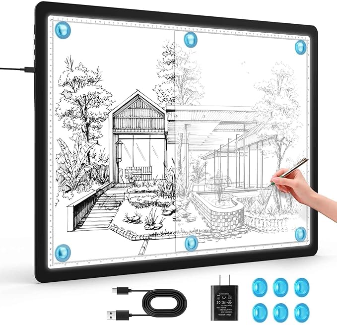 Heanolier A2(25.2" x 18.4") Artist tracing Light Box Copy Table,Large Magnetic Light pad with Physical Buttons & Adapter,3-Color,Dimmerable Bright Light Board for Diamond Painting,Drawing,Sketching