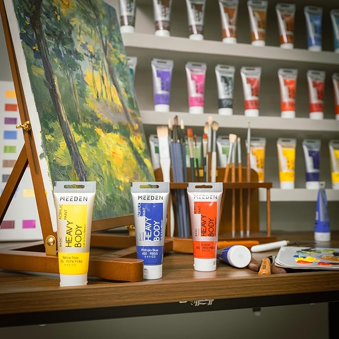 MEEDEN Acrylic Paint Raw Sienna: Bundled with Titanium White Color - 100ml/3.38oz x 2 Bulk Heavy Body Acrylic Paint Tubes for Art Craft Painting