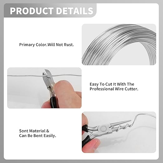 196 Feet Aluminum Wire for Sculpting, 12 Gauge Metal Bendable Wires 2 mm Thickness, Flexible Craft Aluminum Wire for Jewelry Making Beading Floral Soft DIY (Silver)
