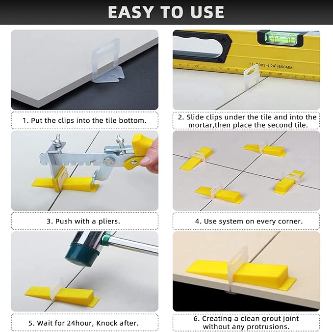 1/8” Tile Leveling System Spacers 4000 PCS Tile Leveling Clips Kit Prevent Tile lippage Leveler Spacers for DIY Professional Ceramic Tile and Stone Installation (1/8 IN, 4000)