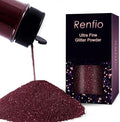 Renfio Ultra Fine Glitter Powder Metallic Resin Glitter 2.11 Oz (60g) PET Flakes Crafts Sequins 1/128" 0.008" 0.2mm Epoxy Chips Flakes for Tumblers Slime Decoration - Coffee Red