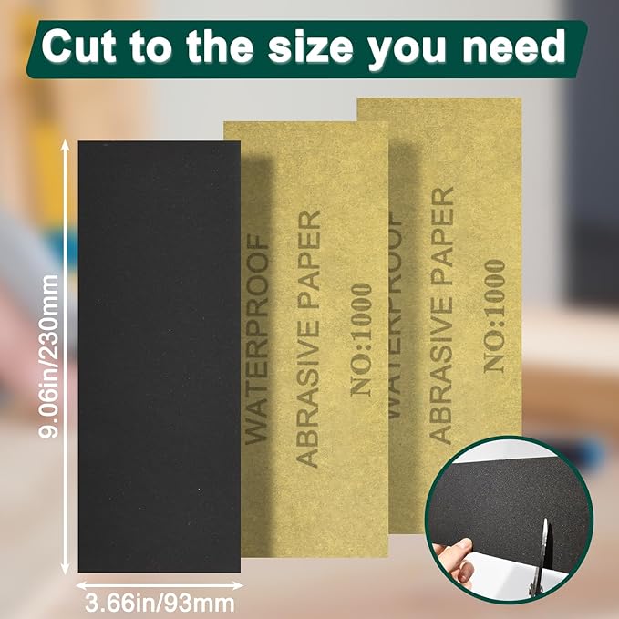 20PCS Sand Paper 1000 Grit Sandpaper Sheets, 9 x 3.6 Inch Wet Dry Sandpaper Sheets, Sand Paper for Metal, Wood Furniture, Automotive and Crafts